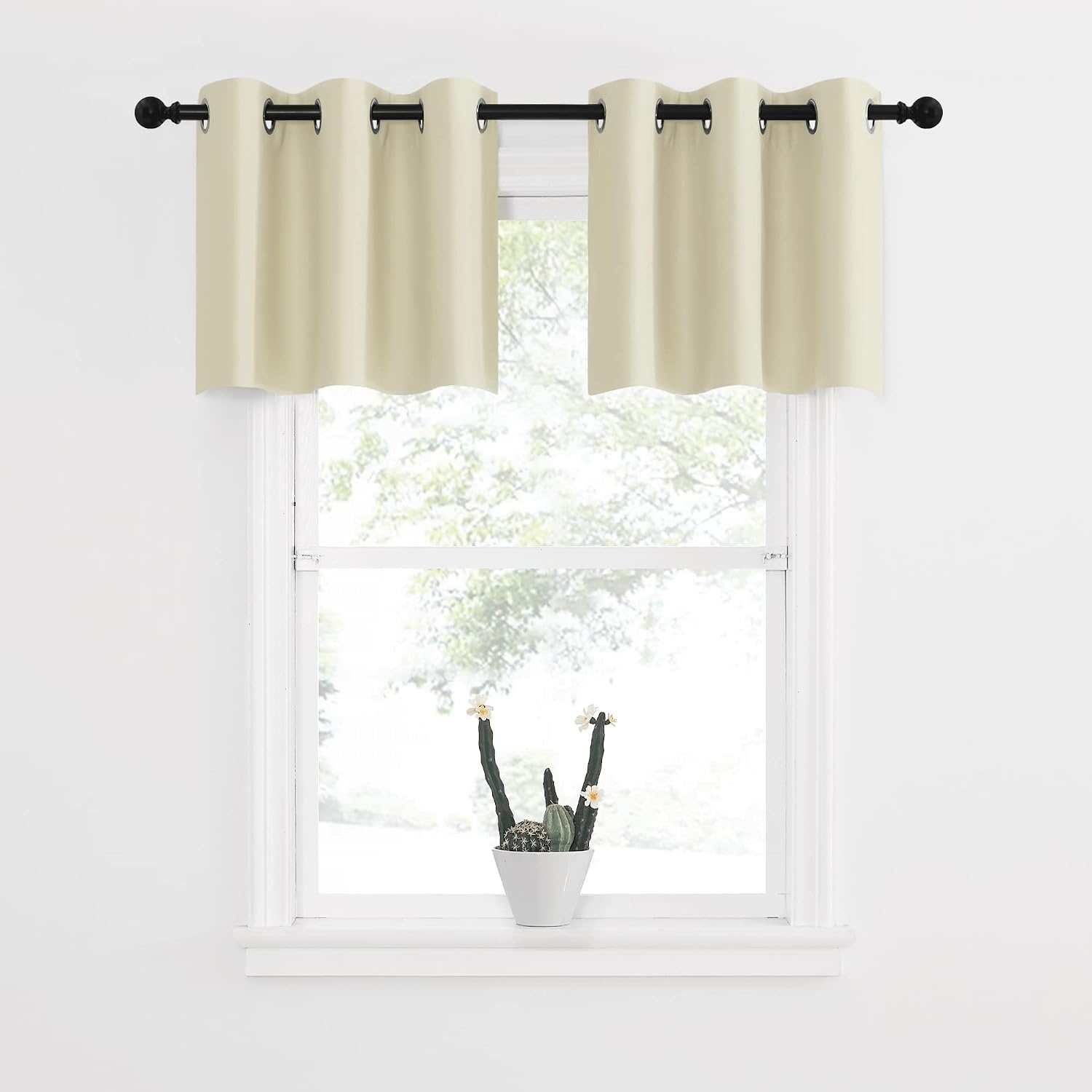 image:imageNICETOWN Kitchen Tiers Curtains for Small Window Bathroom 52 W x 30 LLight Beige