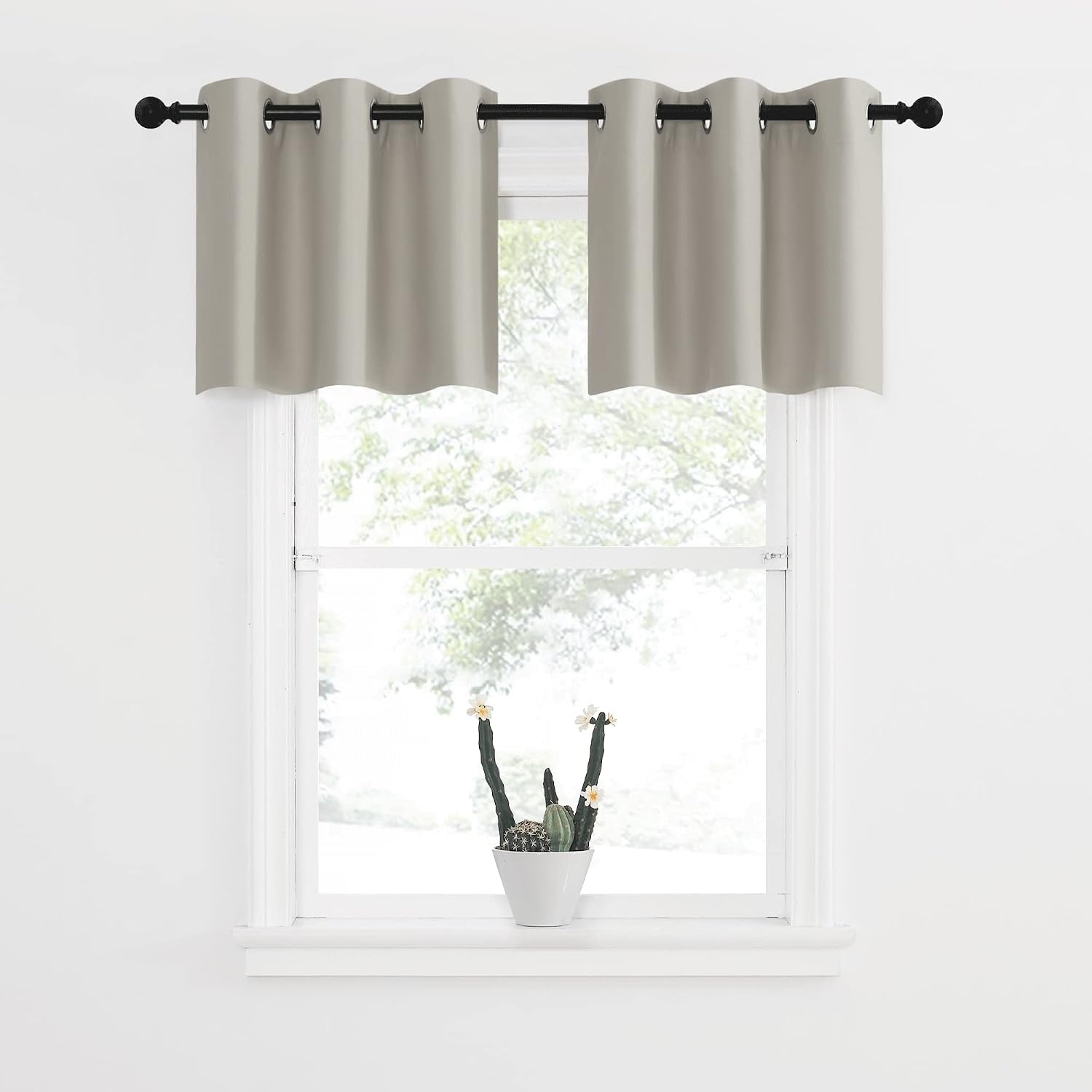 image:imageNICETOWN Kitchen Tiers Curtains for Small Window Bathroom 52 W x 30 LNatural