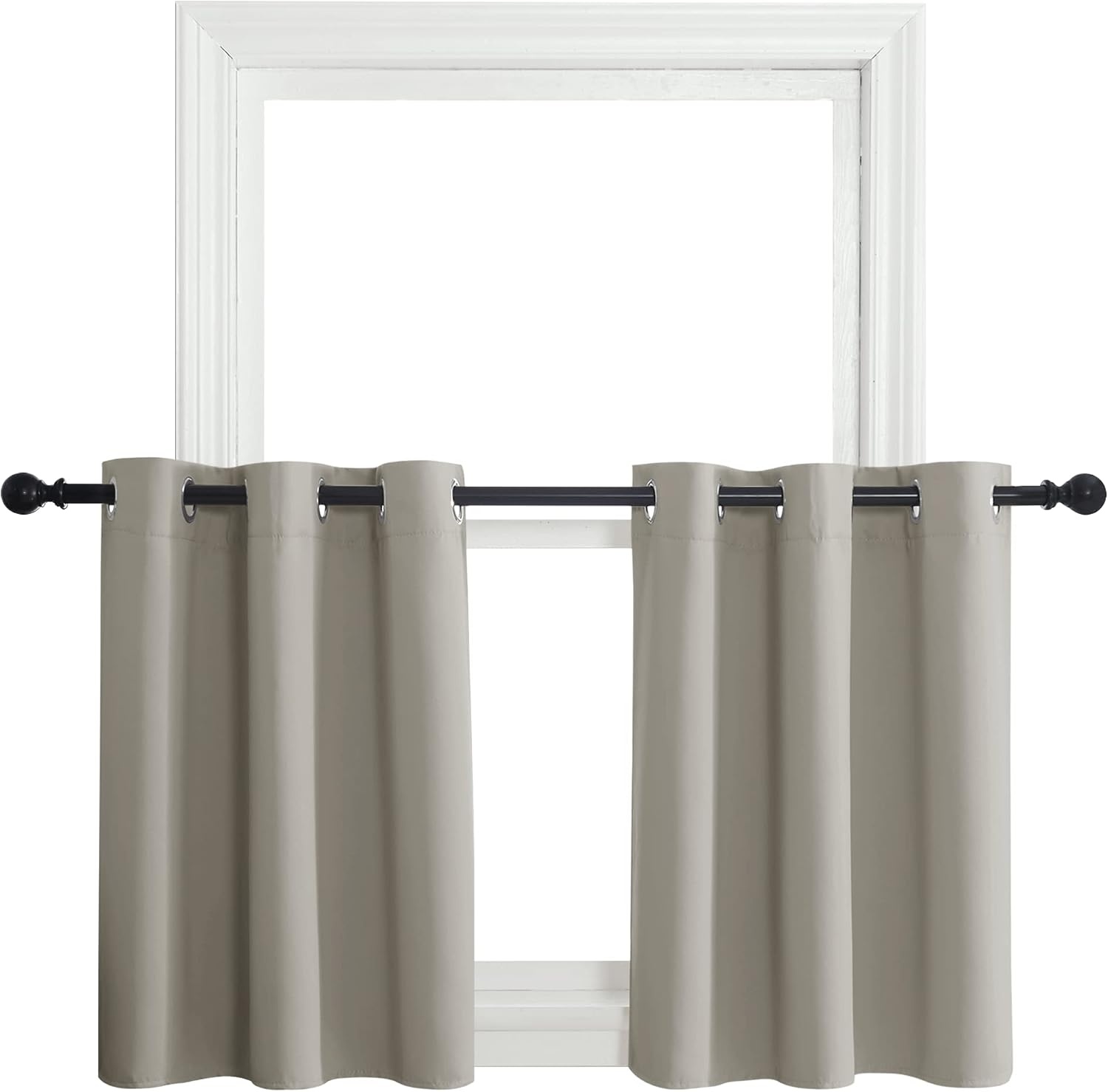 image:imageNICETOWN Kitchen Tiers Curtains for Small Window Bathroom 52 W x 30 LNatural