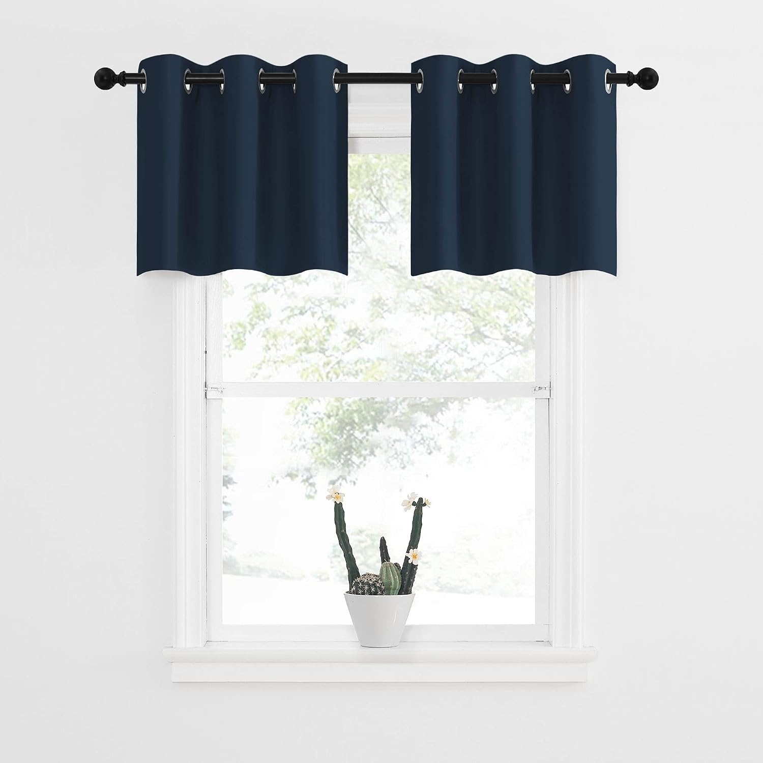 image:imageNICETOWN Kitchen Tiers Curtains for Small Window Bathroom 52 W x 30 LNavy