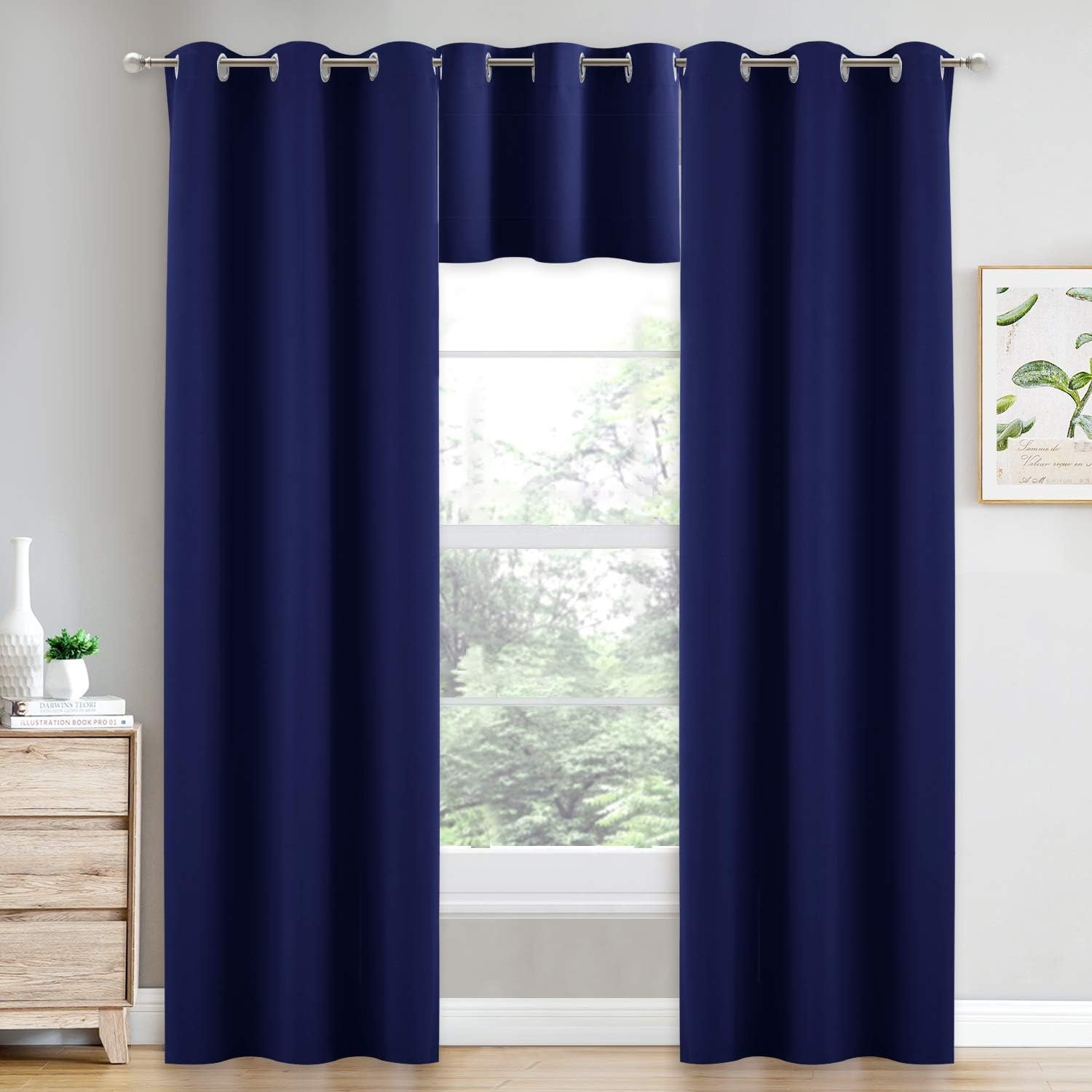 image:imageNICETOWN Kitchen Tiers Curtains for Small Window Bathroom 52 W x 30 LNavy Blue