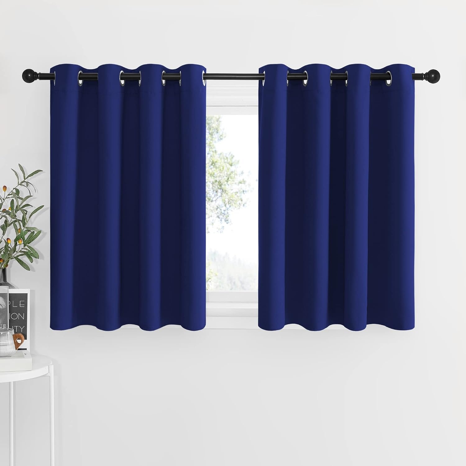 image:imageNICETOWN Kitchen Tiers Curtains for Small Window Bathroom 52 W x 30 LNavy Blue