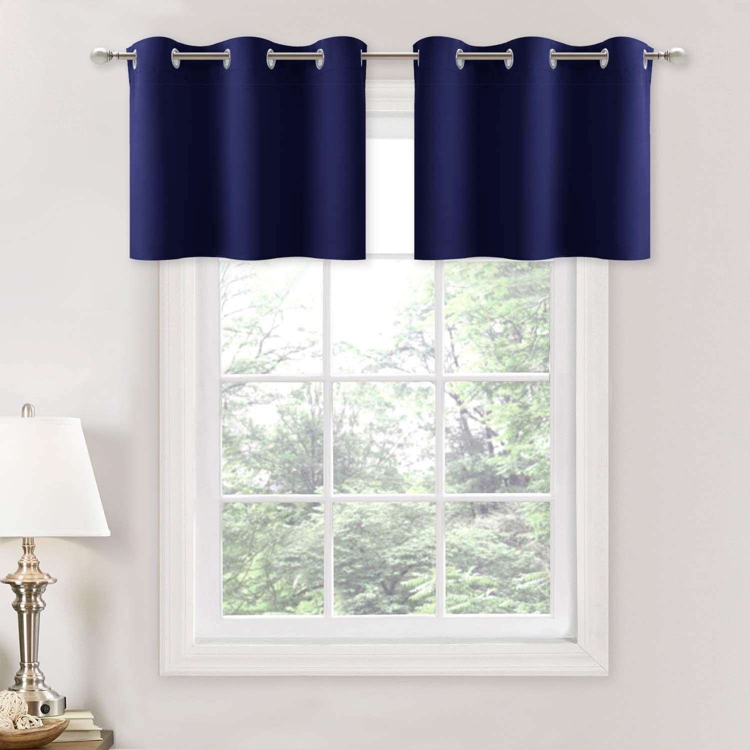 image:imageNICETOWN Kitchen Tiers Curtains for Small Window Bathroom 52 W x 30 LNavy Blue
