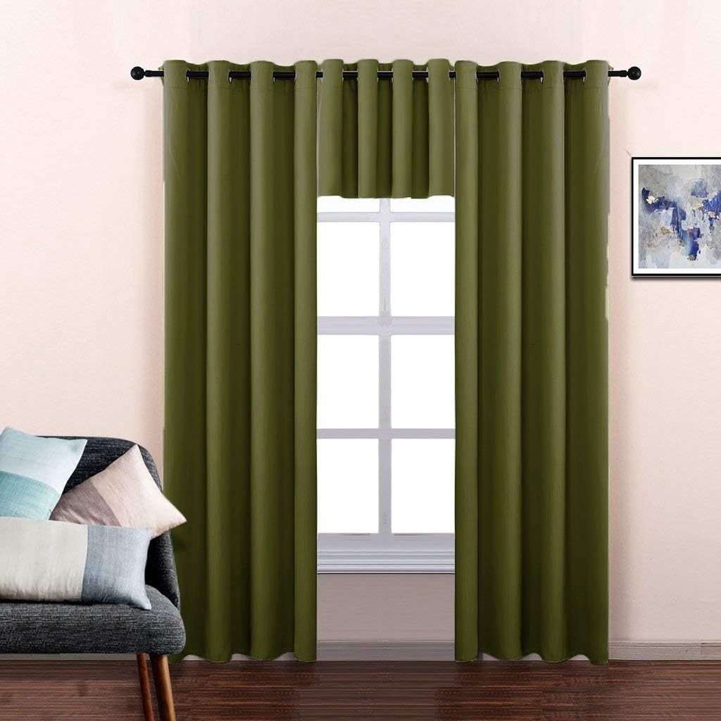 image:imageNICETOWN Kitchen Tiers Curtains for Small Window Bathroom 52 W x 30 LOlive Green