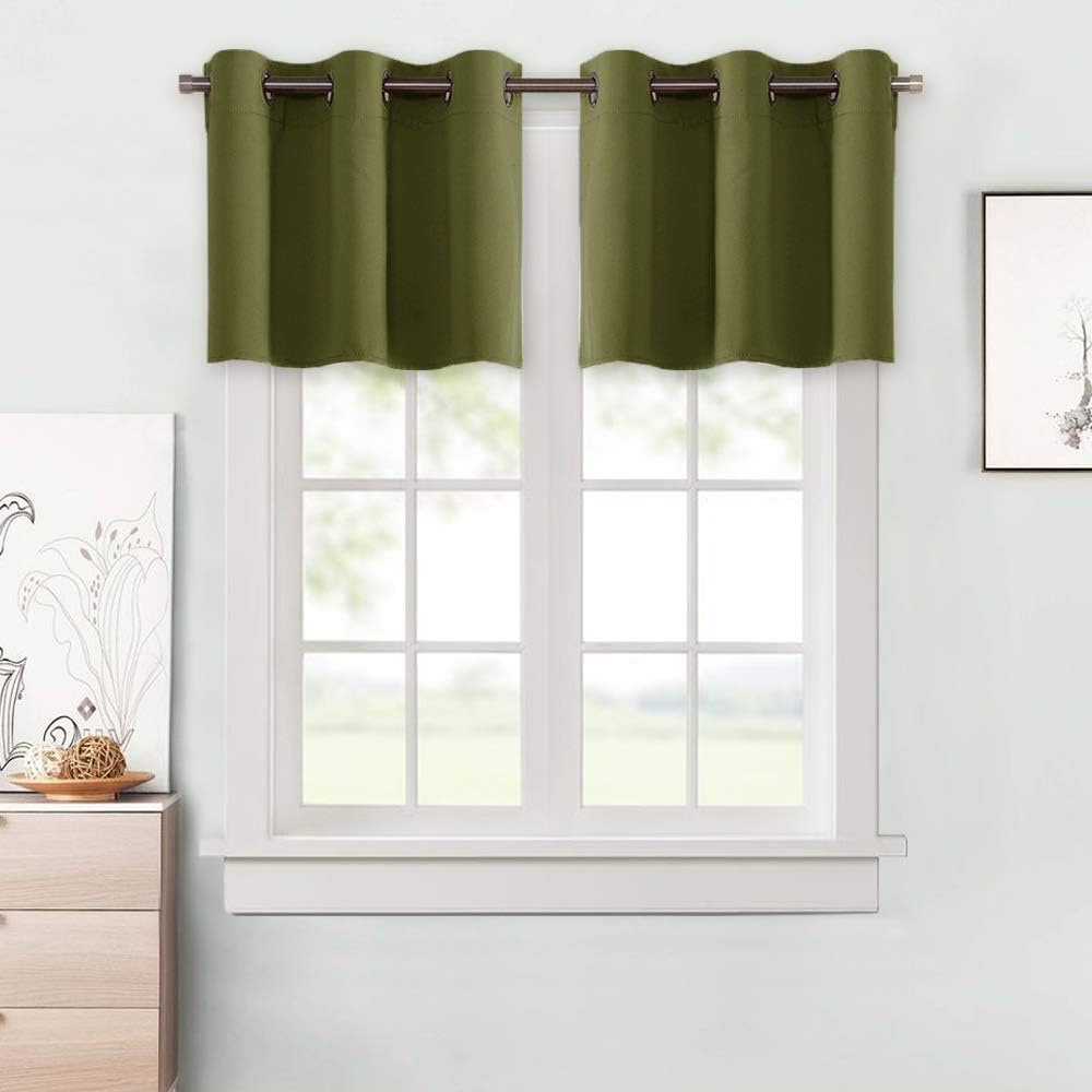 image:imageNICETOWN Kitchen Tiers Curtains for Small Window Bathroom 52 W x 30 LOlive Green