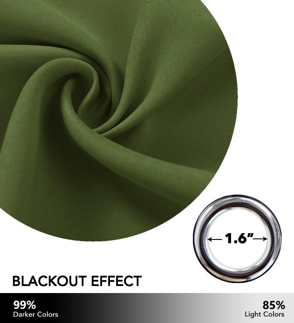 image:imageNICETOWN Kitchen Tiers Curtains for Small Window Bathroom 52 W x 30 LOlive Green
