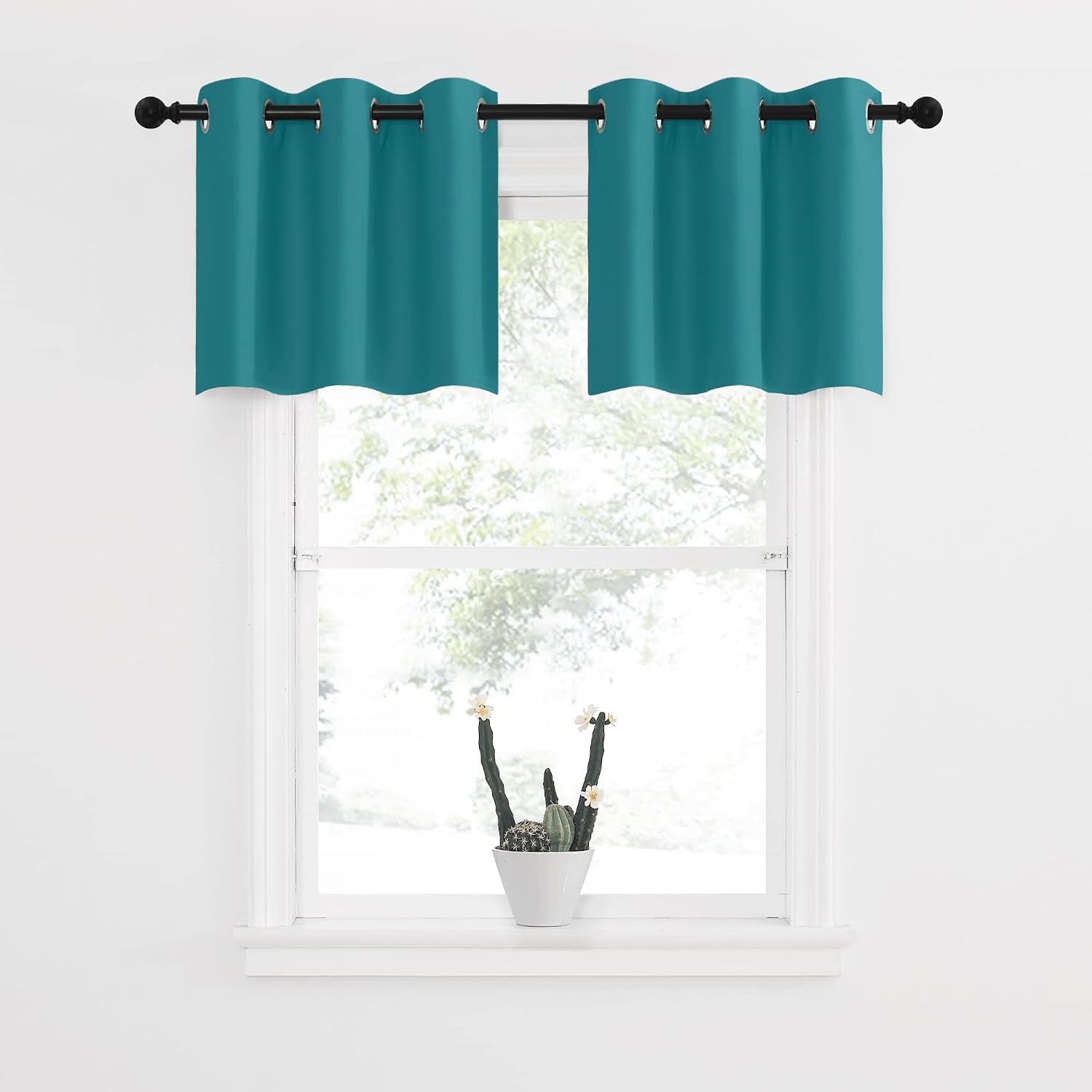 image:imageNICETOWN Kitchen Tiers Curtains for Small Window Bathroom 52 W x 30 LPeacock Teal