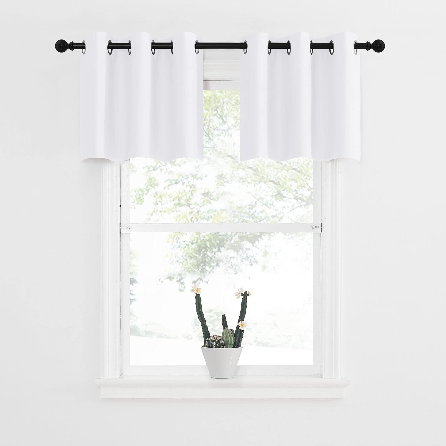 image:imageNICETOWN Kitchen Tiers Curtains for Small Window Bathroom 52 W x 30 LPure White