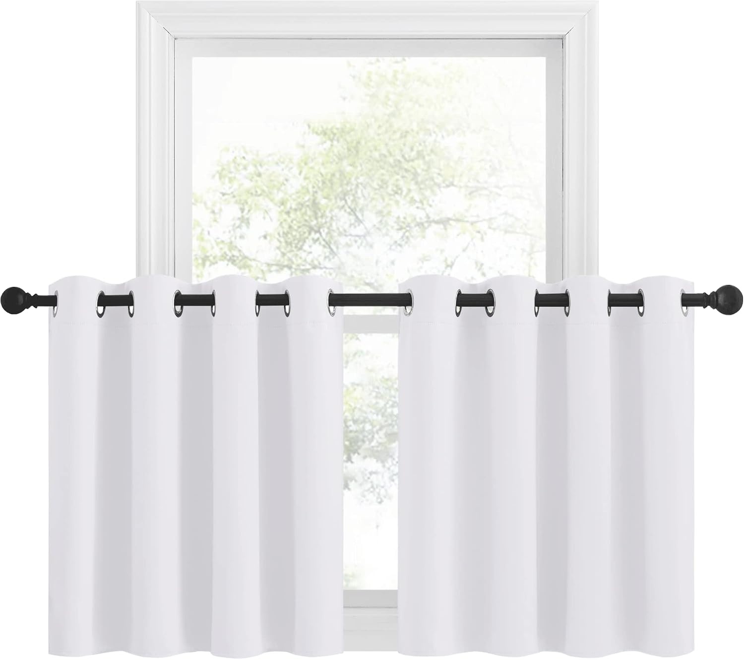 image:imageNICETOWN Kitchen Tiers Curtains for Small Window Bathroom 52 W x 30 LPure White
