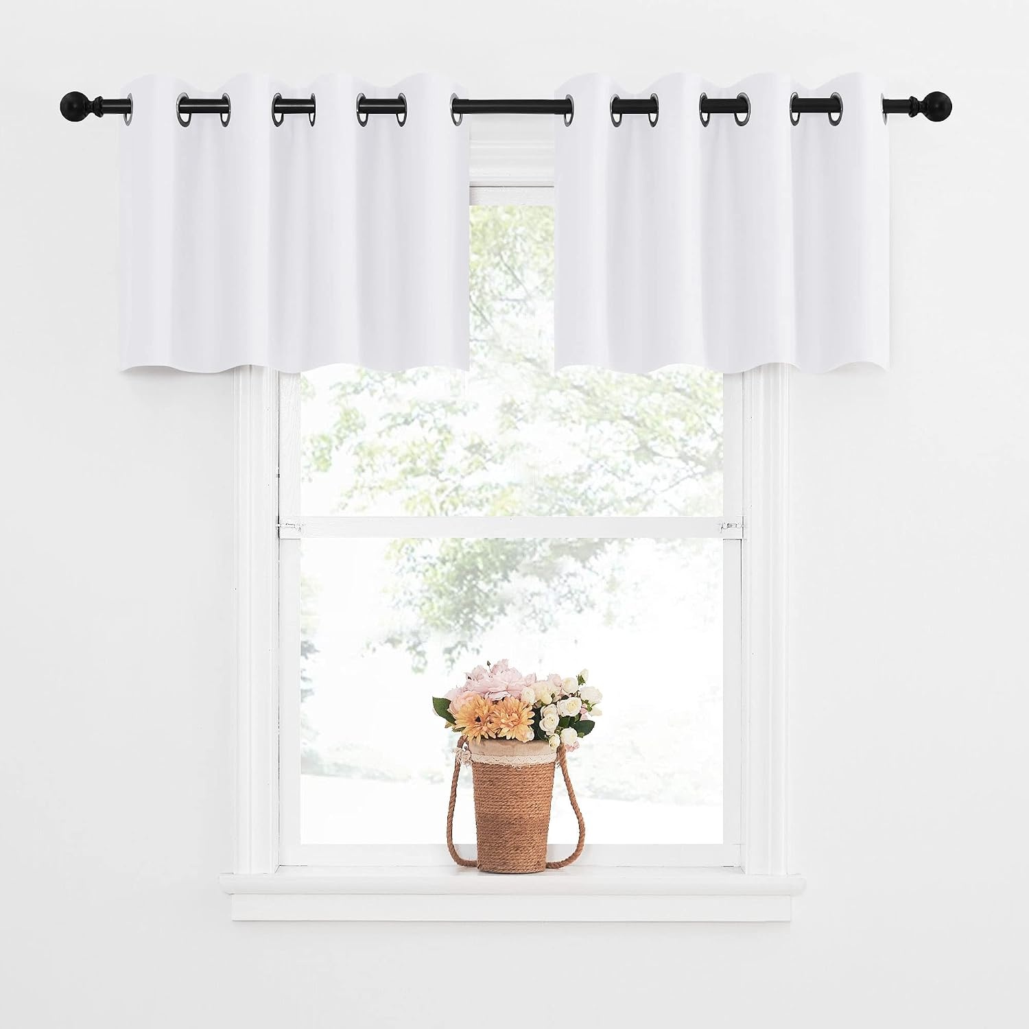 image:imageNICETOWN Kitchen Tiers Curtains for Small Window Bathroom 52 W x 30 LPure White