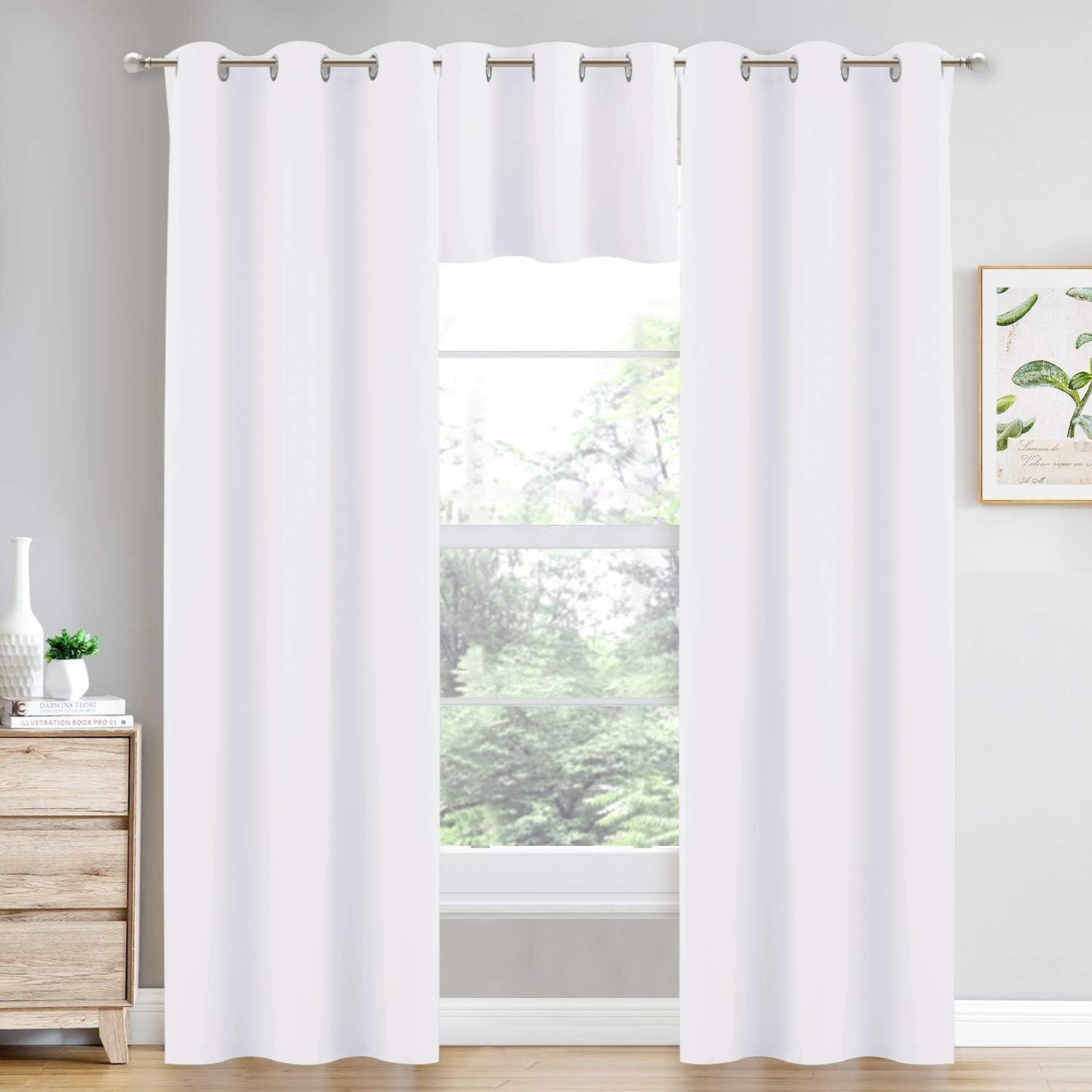 image:imageNICETOWN Kitchen Tiers Curtains for Small Window Bathroom 52 W x 30 LPure White