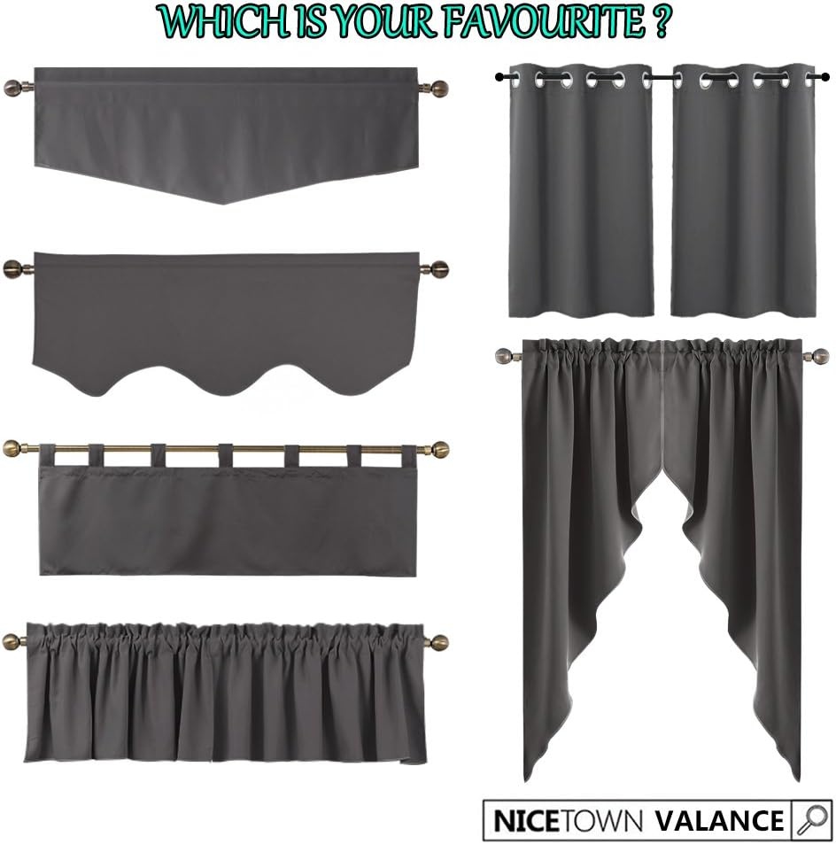 image:imageNICETOWN Kitchen Tiers Curtains for Small Window Bathroom 52 W x 30 LPure White