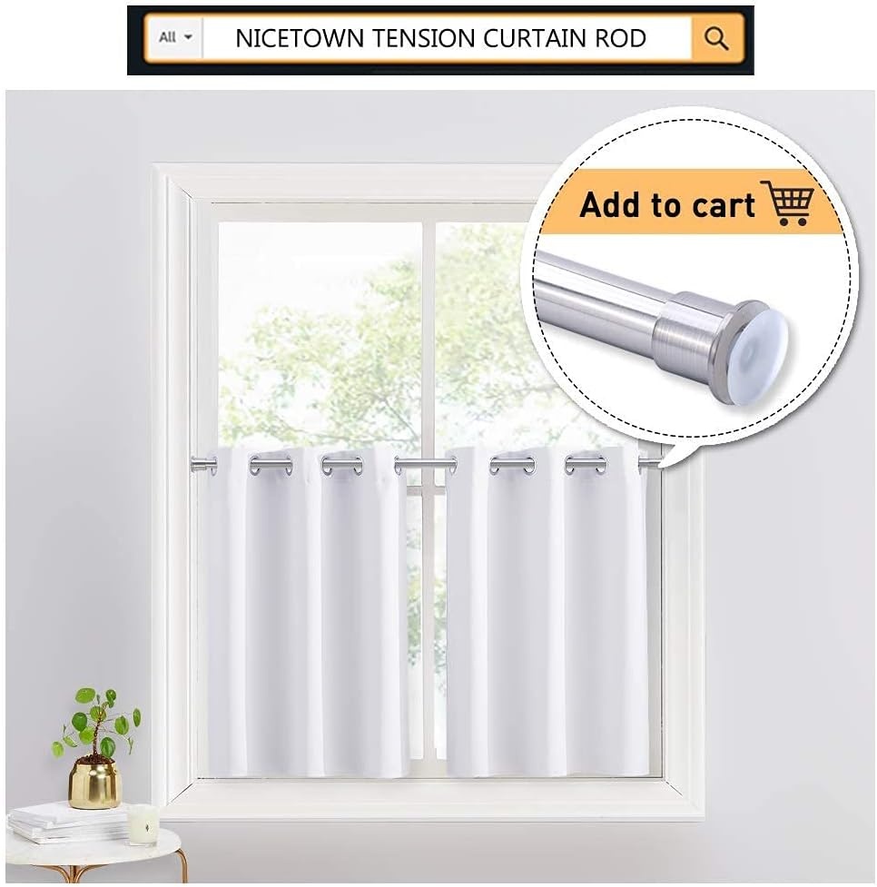 image:imageNICETOWN Kitchen Tiers Curtains for Small Window Bathroom 52 W x 30 LPure White