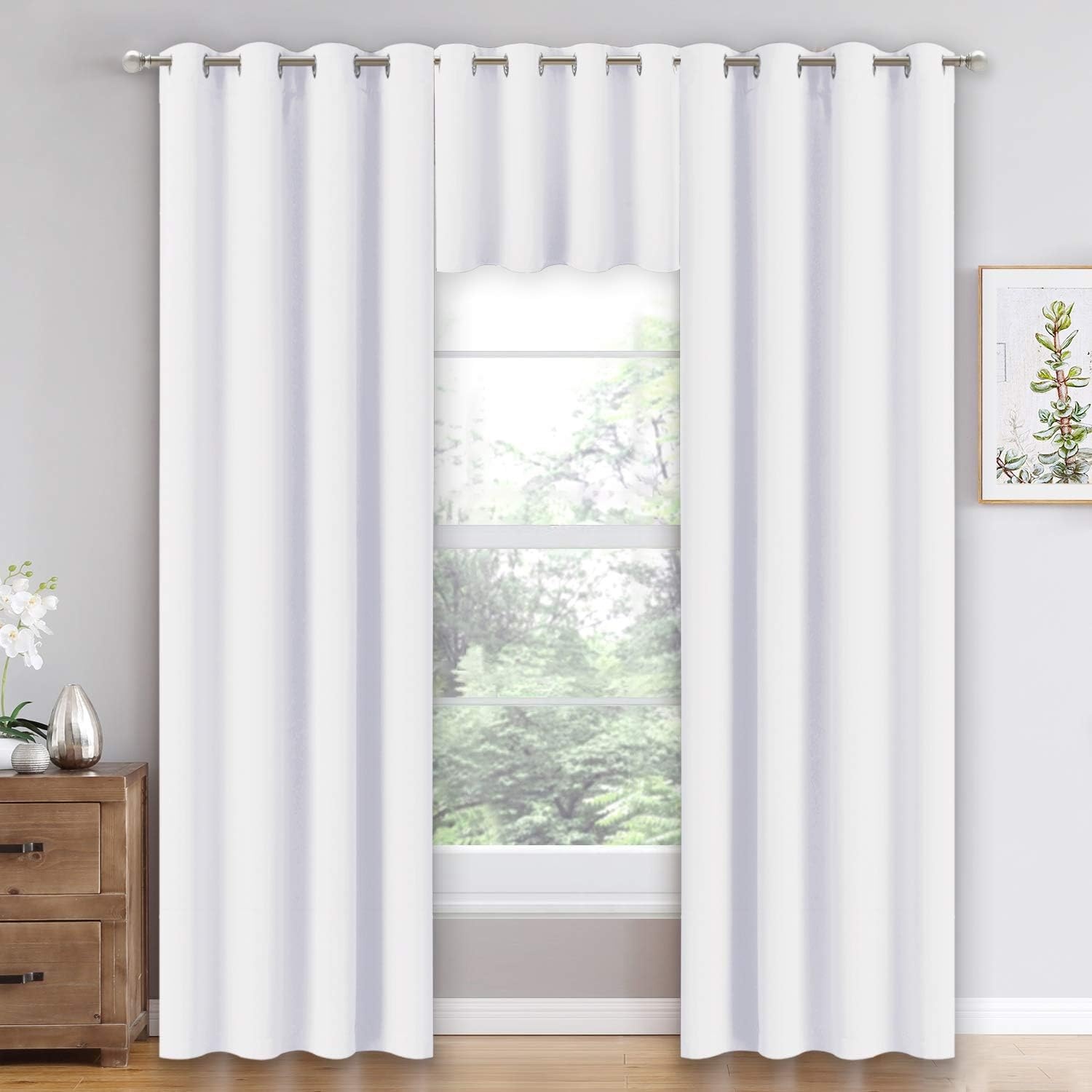 image:imageNICETOWN Kitchen Tiers Curtains for Small Window Bathroom 52 W x 30 LPure White