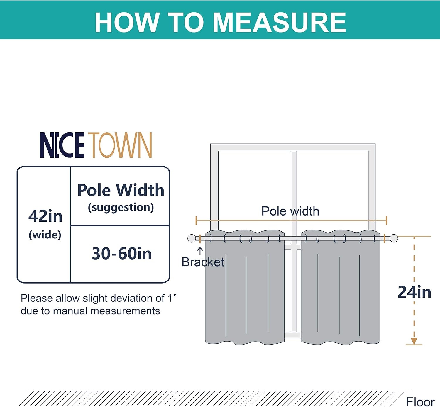image:imageNICETOWN Kitchen Tiers Curtains for Small Window Bathroom 52 W x 30 LSea Teal