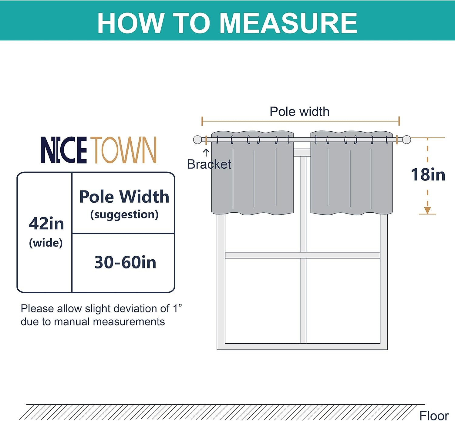 image:imageNICETOWN Kitchen Tiers Curtains for Small Window Bathroom 52 W x 30 LSea Teal