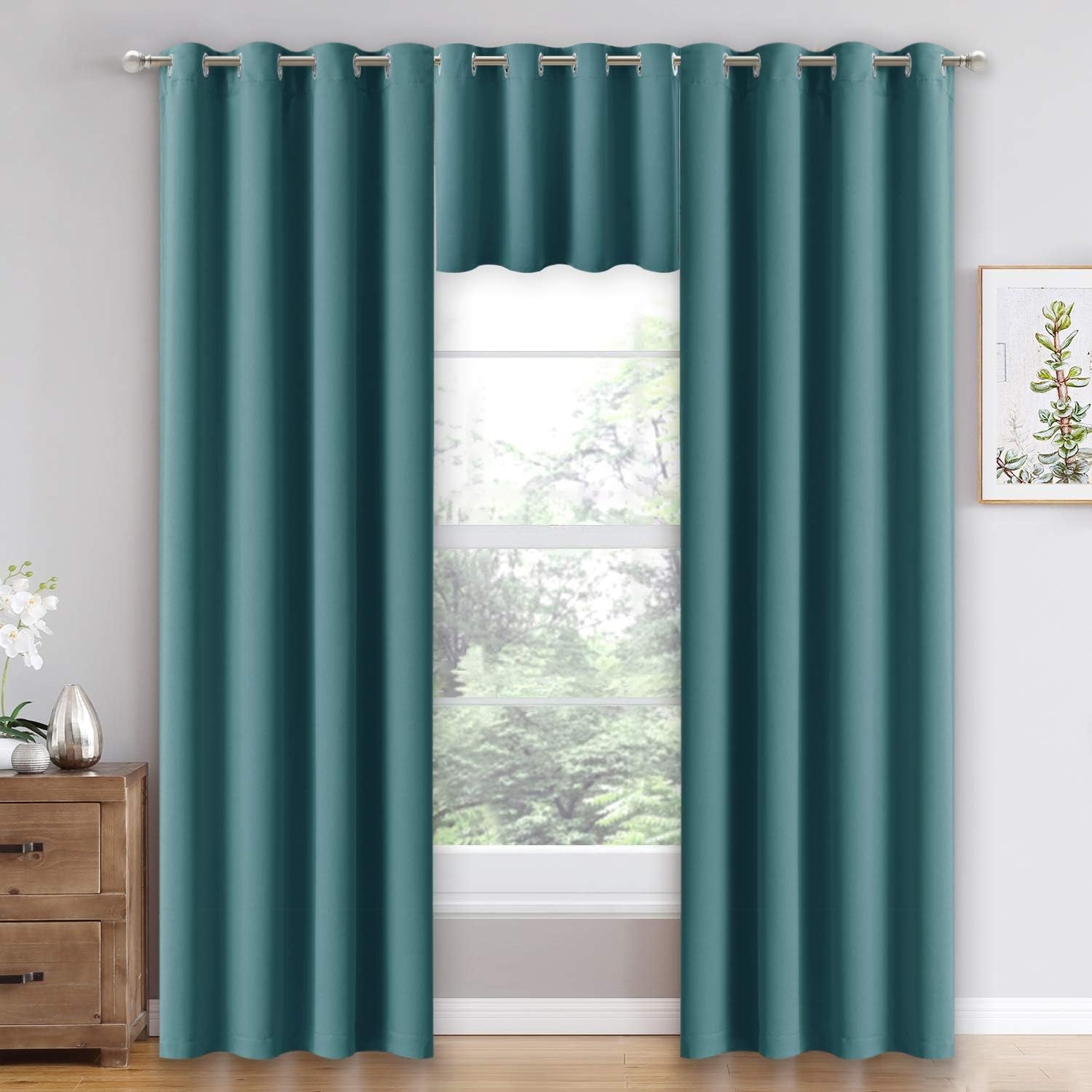 image:imageNICETOWN Kitchen Tiers Curtains for Small Window Bathroom 52 W x 30 LSea Teal