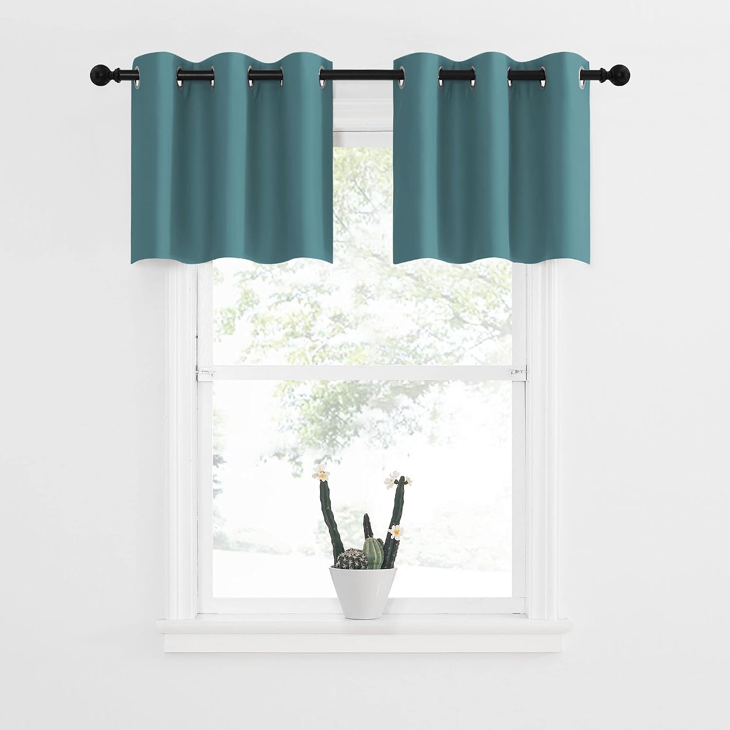 image:imageNICETOWN Kitchen Tiers Curtains for Small Window Bathroom 52 W x 30 LSea Teal