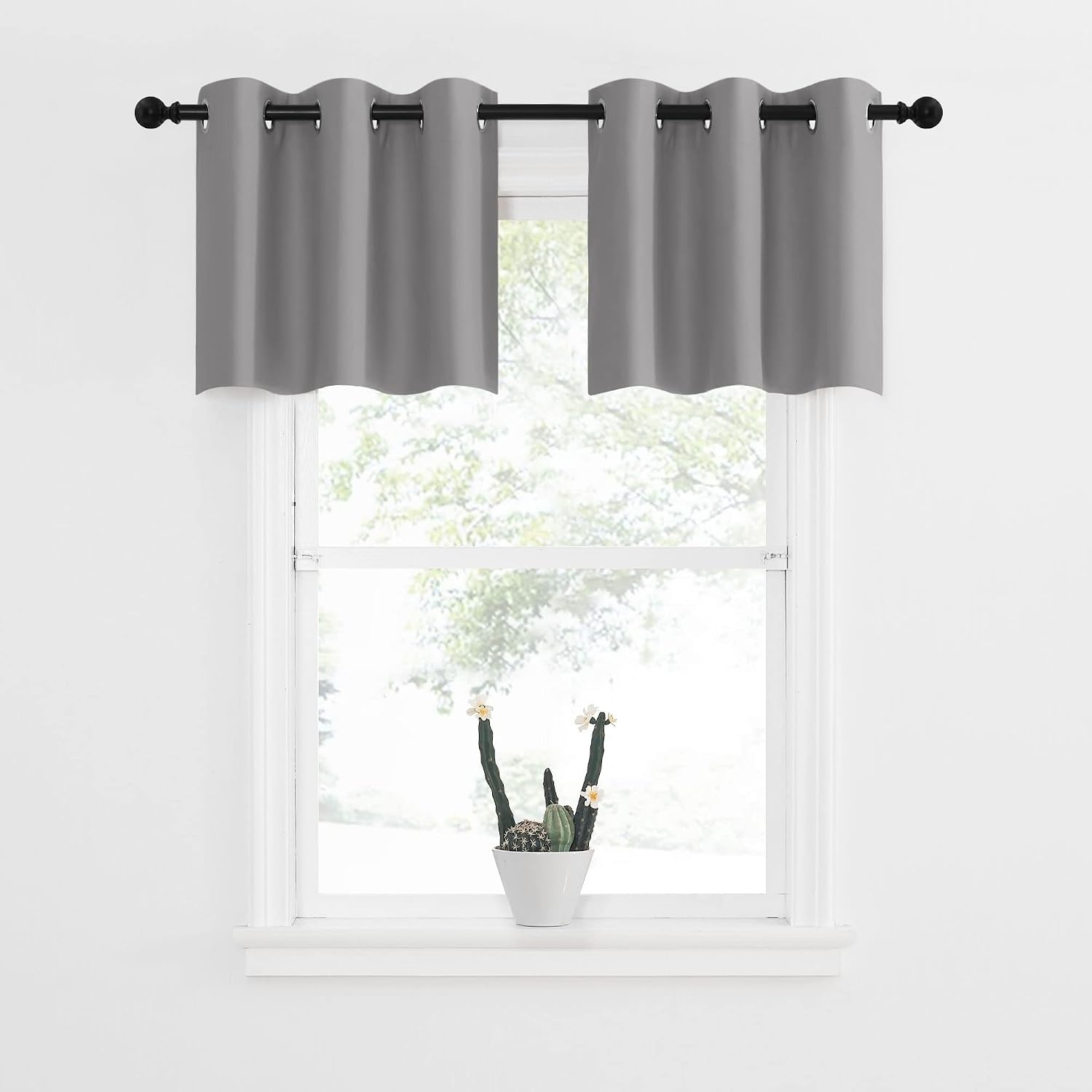 image:imageNICETOWN Kitchen Tiers Curtains for Small Window Bathroom 52 W x 30 LSilver Grey