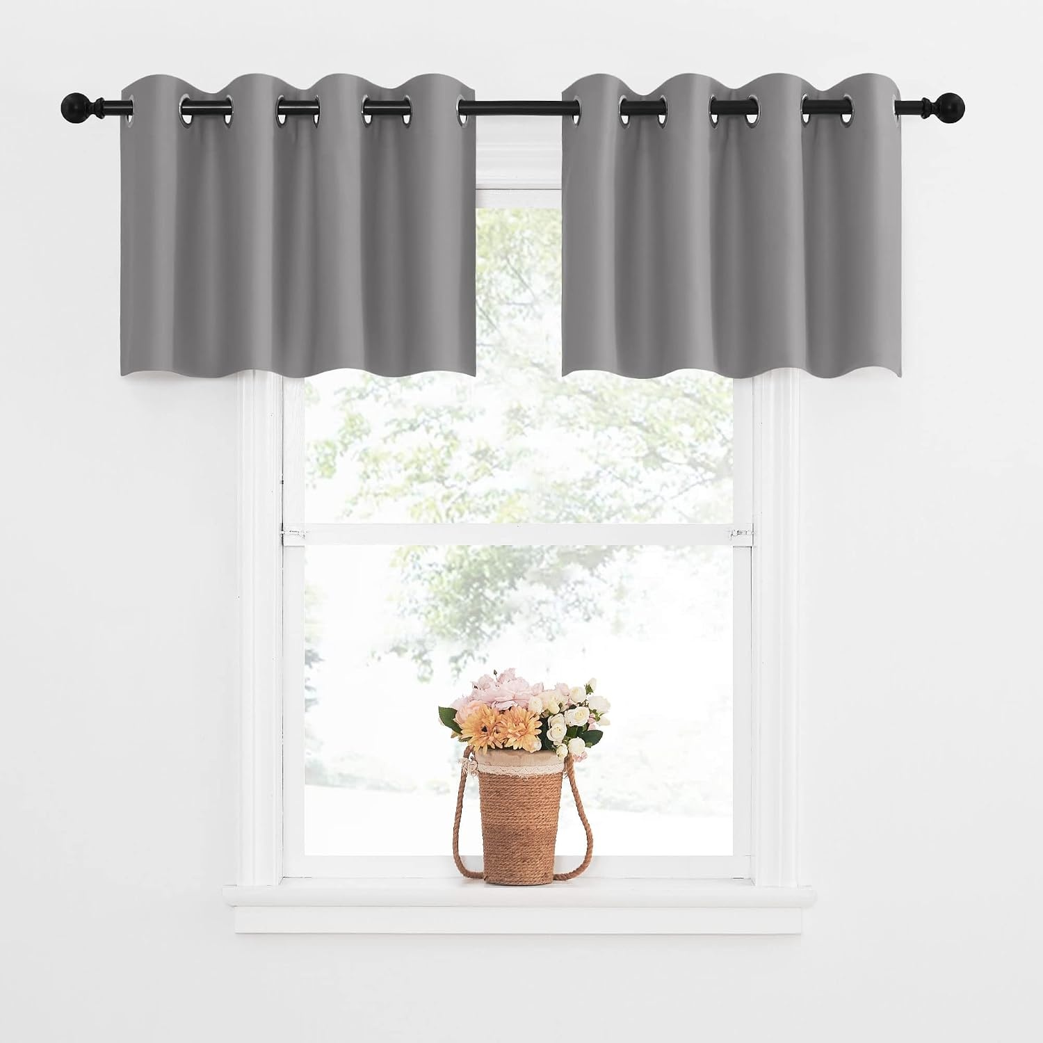 image:imageNICETOWN Kitchen Tiers Curtains for Small Window Bathroom 52 W x 30 LSilver Grey