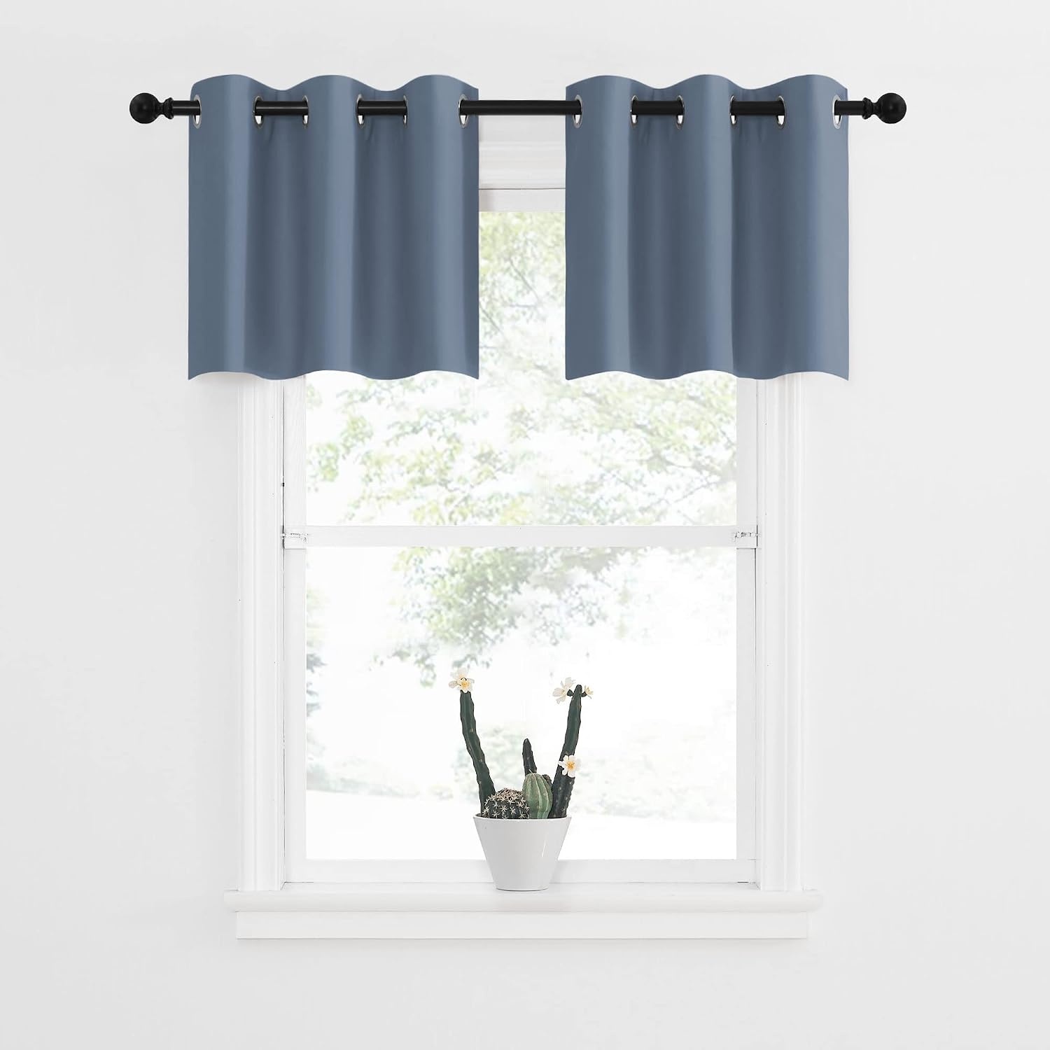 image:imageNICETOWN Kitchen Tiers Curtains for Small Window Bathroom 52 W x 30 LStone Blue