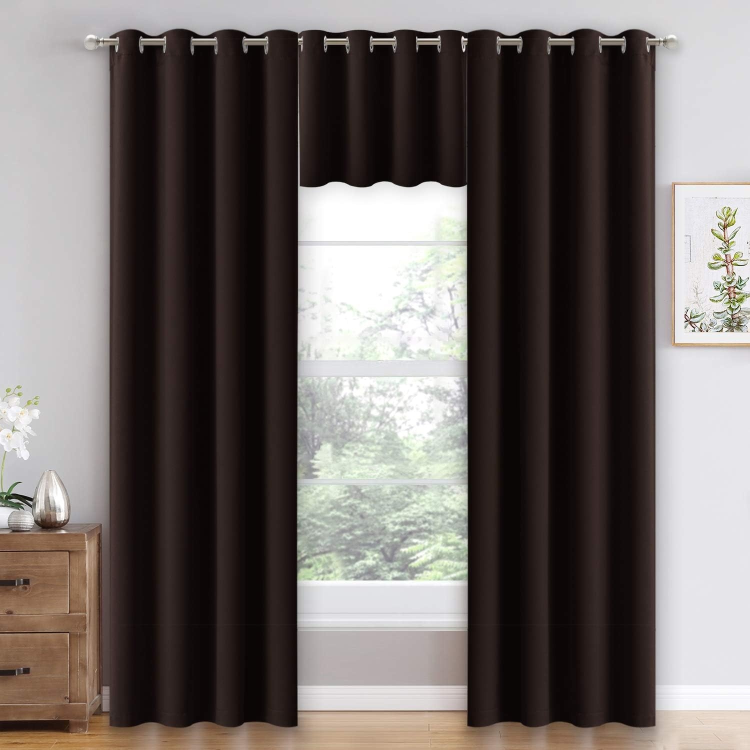 image:imageNICETOWN Kitchen Tiers Curtains for Small Window Bathroom 52 W x 30 LToffee Brown