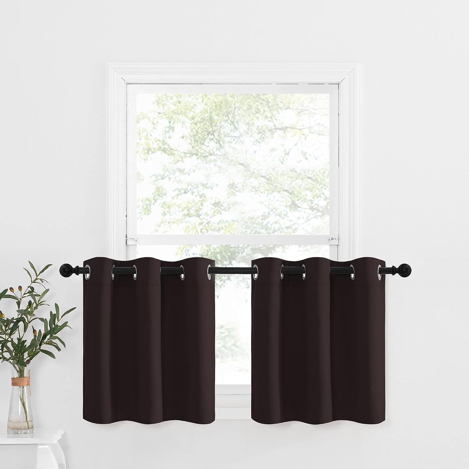 image:imageNICETOWN Kitchen Tiers Curtains for Small Window Bathroom 52 W x 30 LToffee Brown