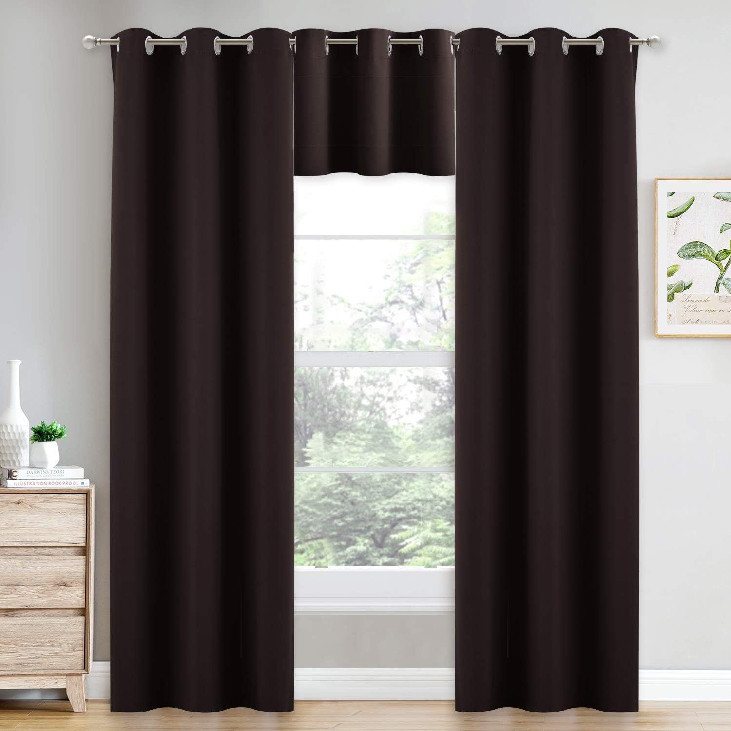 image:imageNICETOWN Kitchen Tiers Curtains for Small Window Bathroom 52 W x 30 LToffee Brown