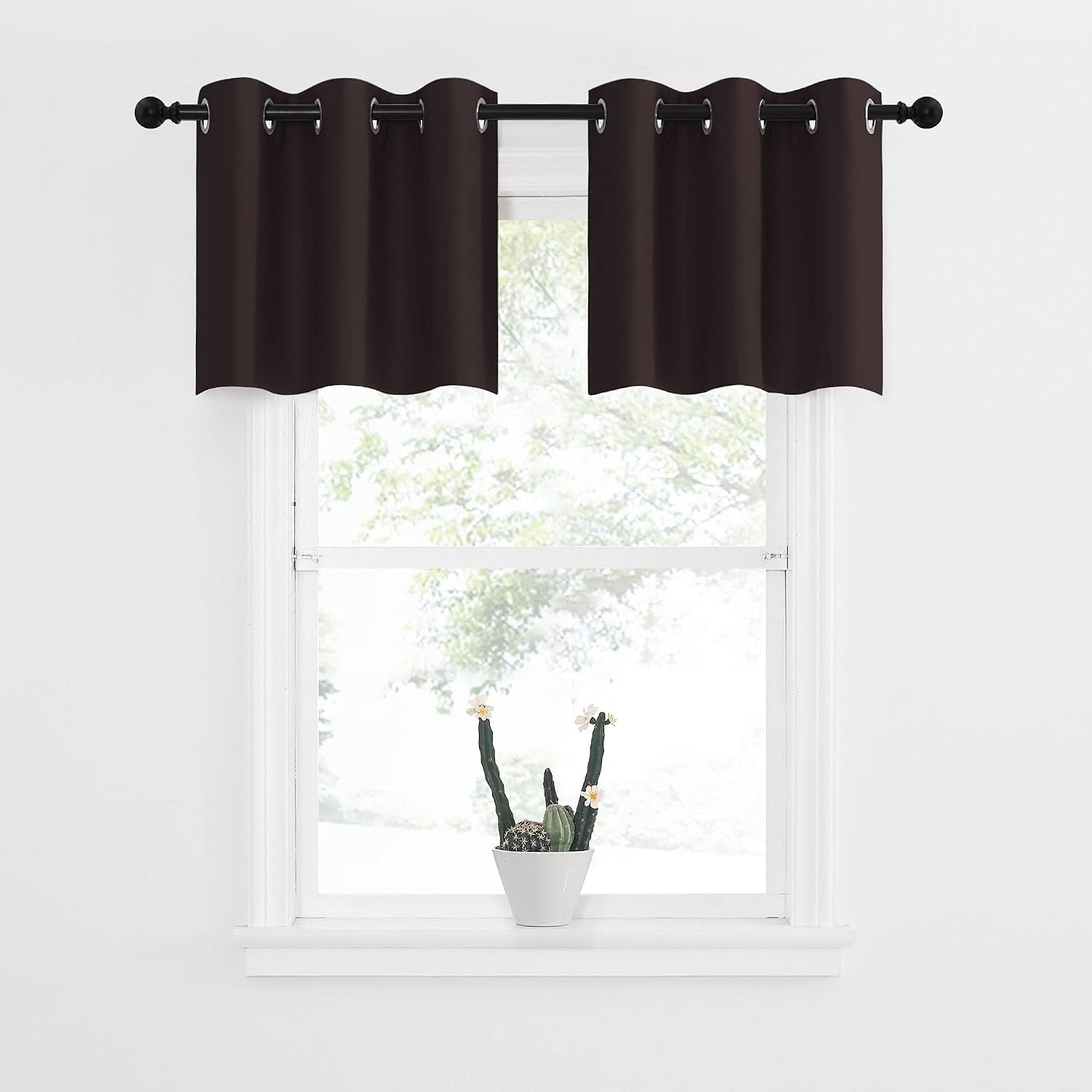 image:imageNICETOWN Kitchen Tiers Curtains for Small Window Bathroom 52 W x 30 LToffee Brown