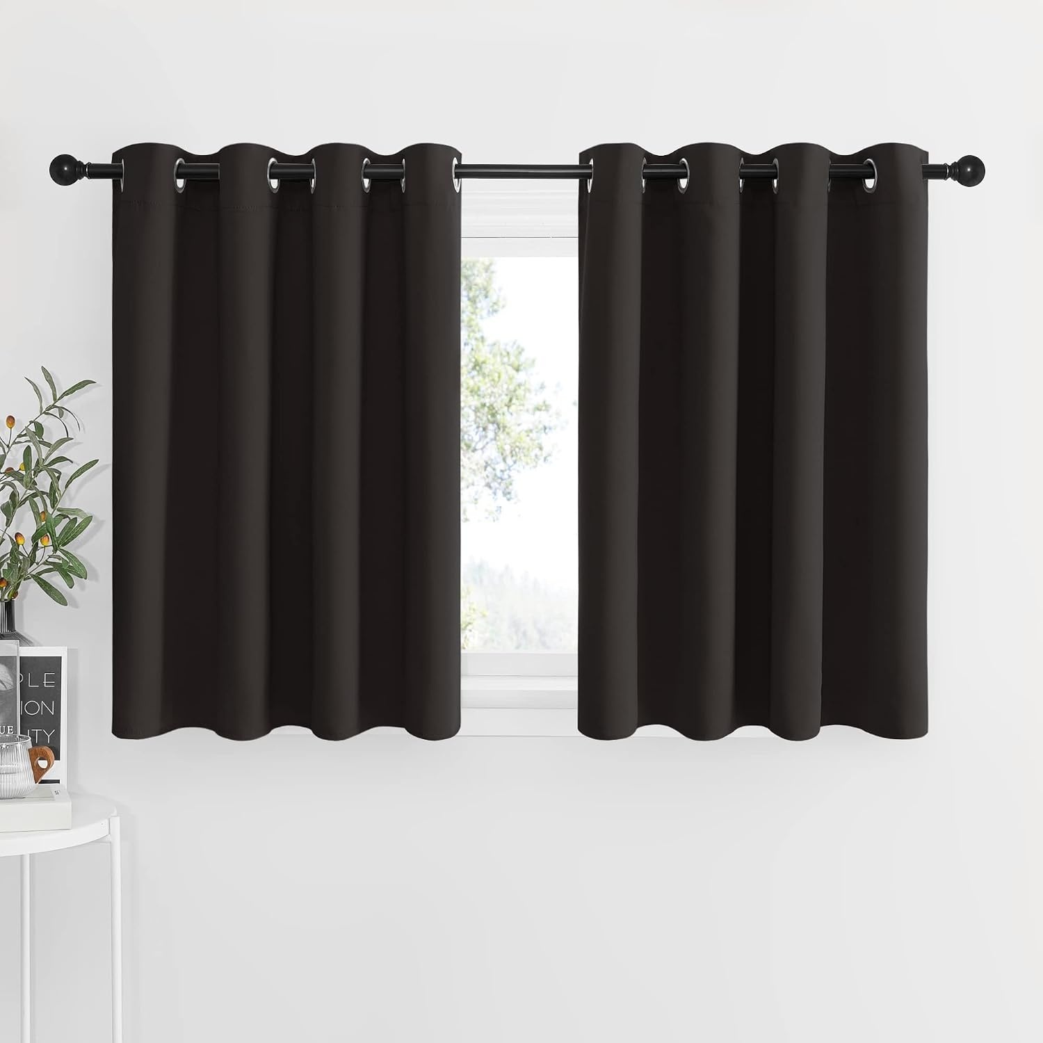 image:imageNICETOWN Kitchen Tiers Curtains for Small Window Bathroom 52 W x 30 LToffee Brown