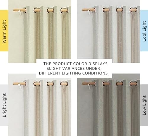 image:imageNICETOWN Natural 100 Blackout Linen Curtains 84 inch Long Burg for Living Room 2 Panels 52 Wide Farmhouse Thick Completely Blackout Window Treatment Thermal Insulated Warm Drapes for Winter
