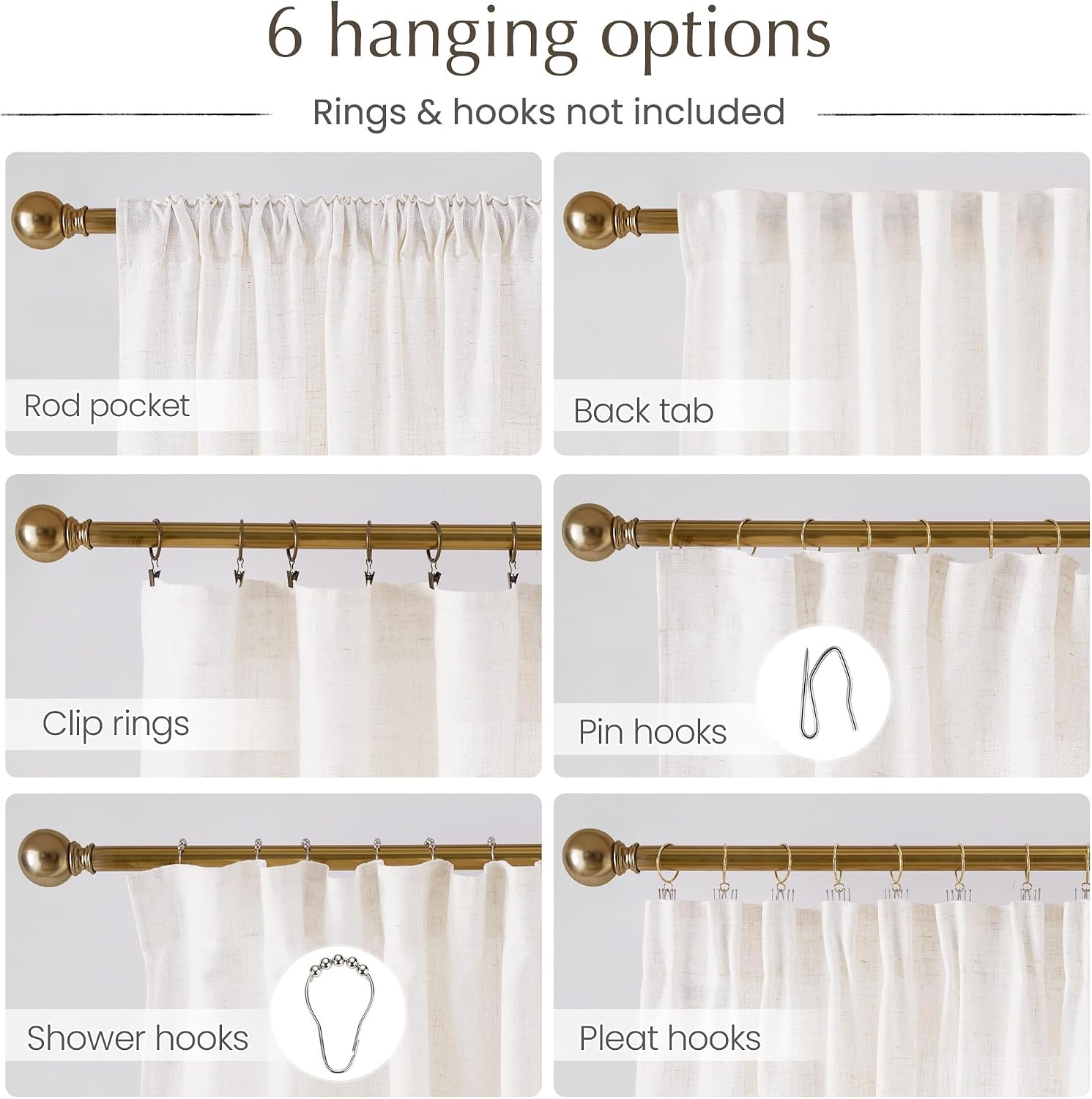 image:imageNICETOWN Natural Thick Linen Semi Sheer Kitchen Window Curtains with Blackout Kitchen Window Curtains W29 x L30 2 Panels