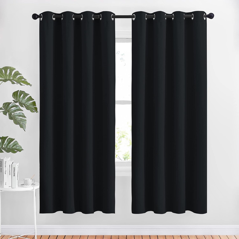 image:imageNICETOWN Black Out Curtains 72 Inch Length for Bedroom W52xL72 2 Panels