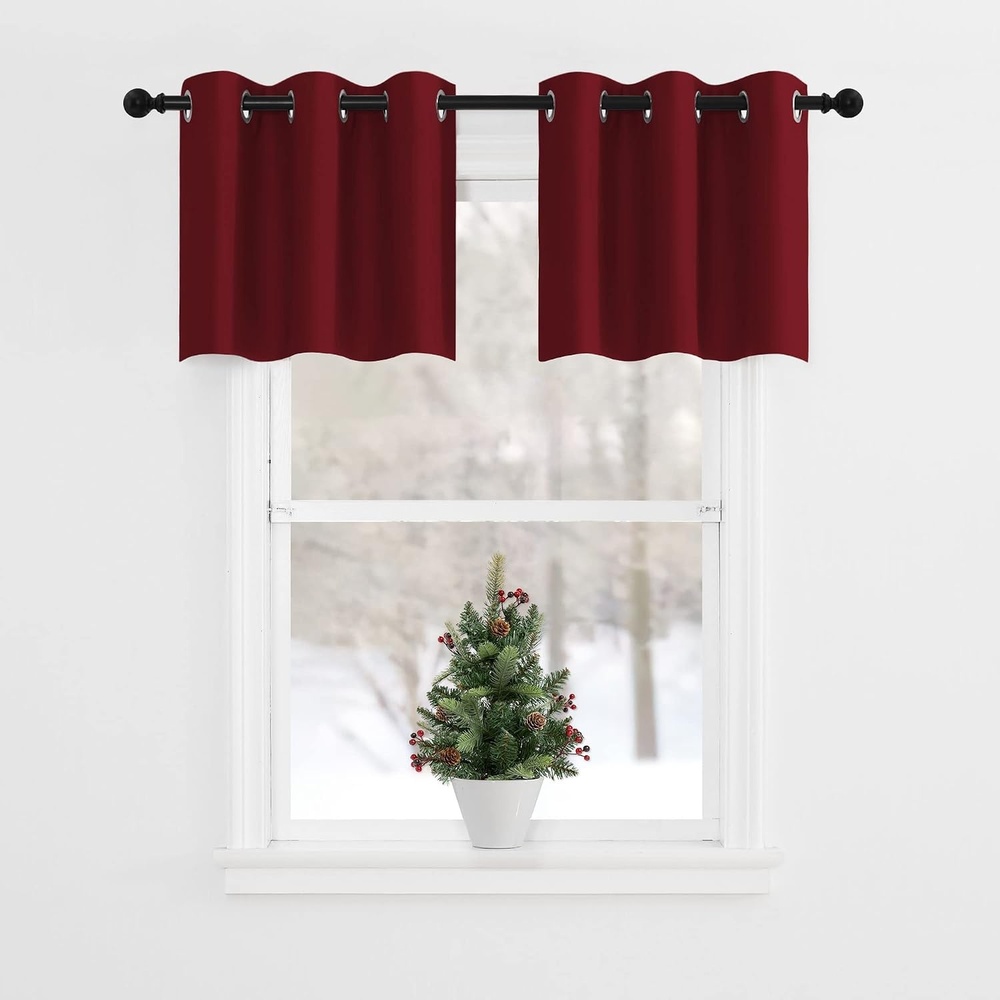image:imageNICETOWN Kitchen Tiers Curtains for Small Window Bathroom 52 W x 30 LBurgundy
