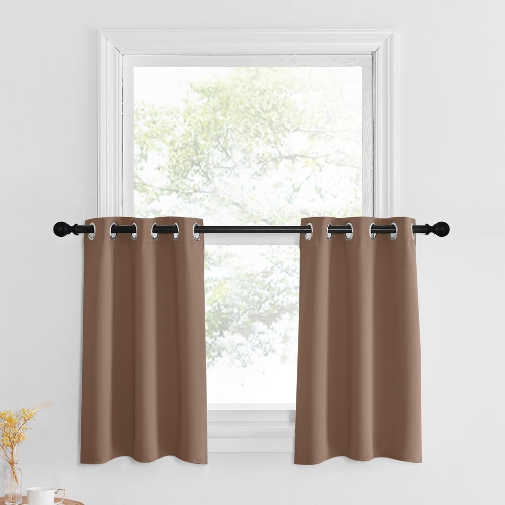 image:imageNICETOWN Kitchen Tiers Curtains for Small Window Bathroom 52 W x 30 LCappuccino
