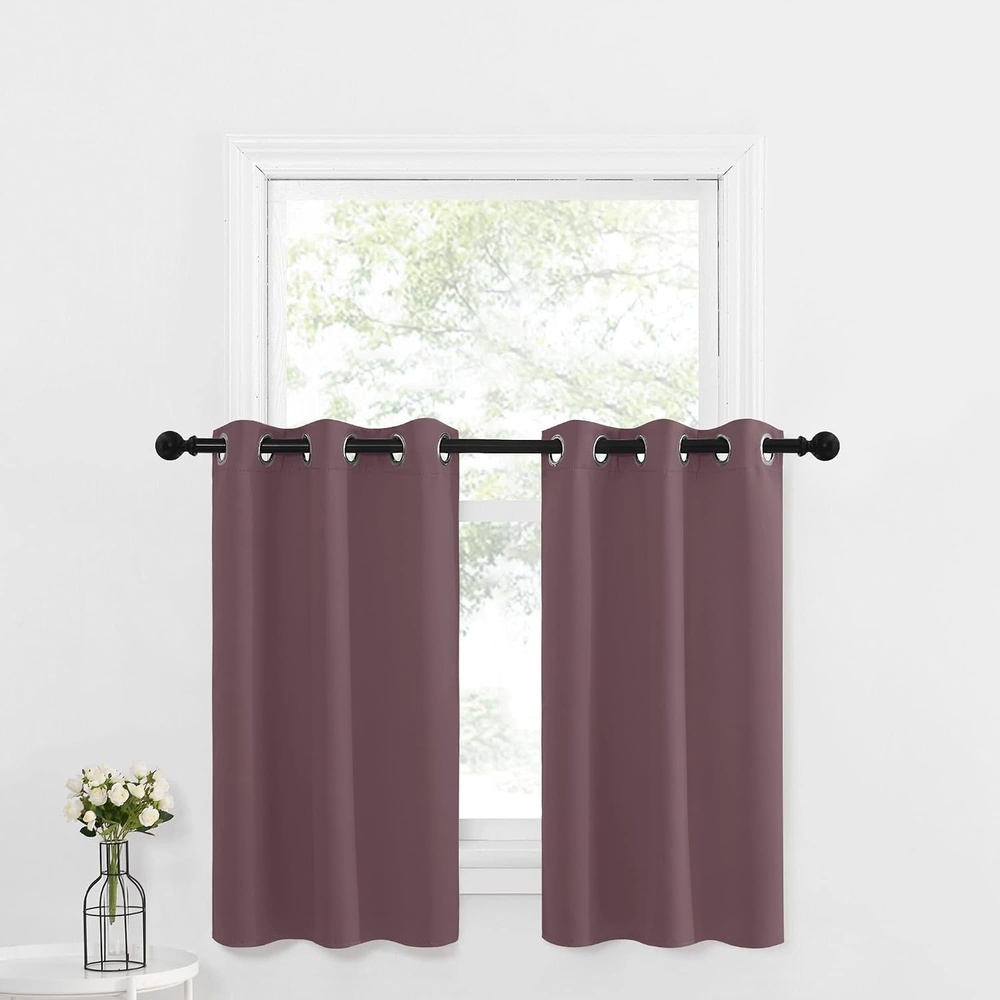 image:imageNICETOWN Kitchen Tiers Curtains for Small Window Bathroom 52 W x 30 LDry Rose