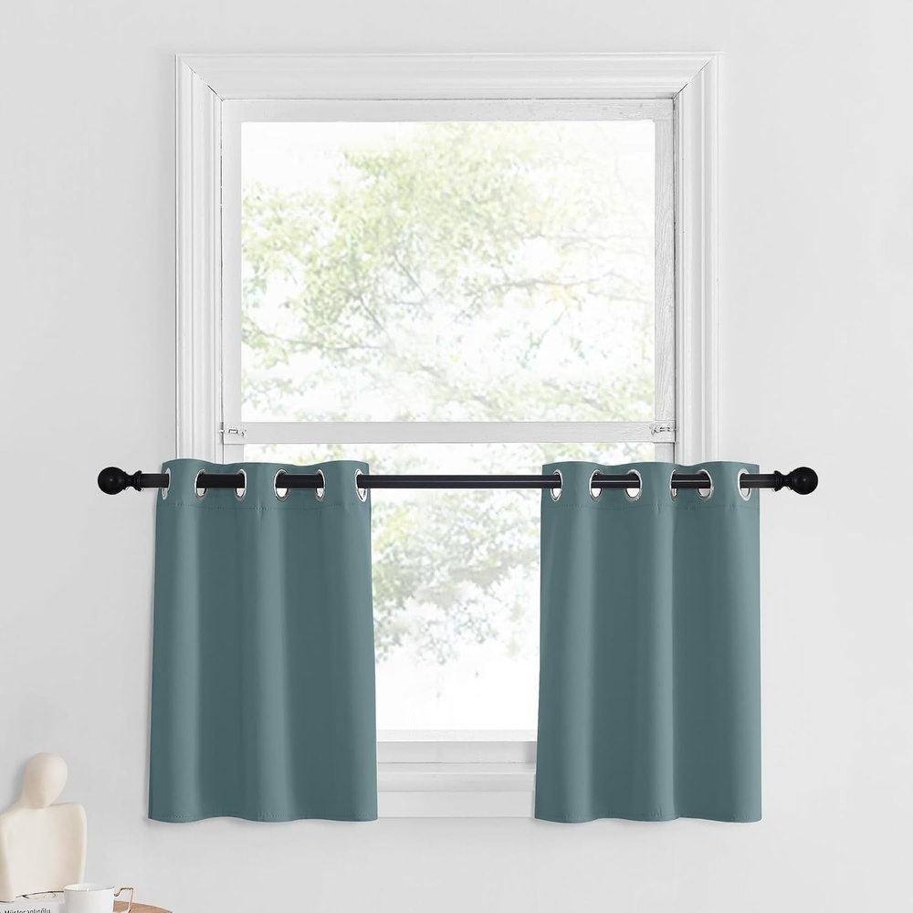 image:imageNICETOWN Kitchen Tiers Curtains for Small Window Bathroom 52 W x 30 LGreyish Blue