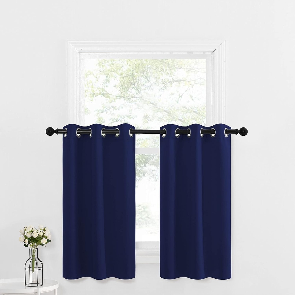 image:imageNICETOWN Kitchen Tiers Curtains for Small Window Bathroom 52 W x 30 LNavy Blue
