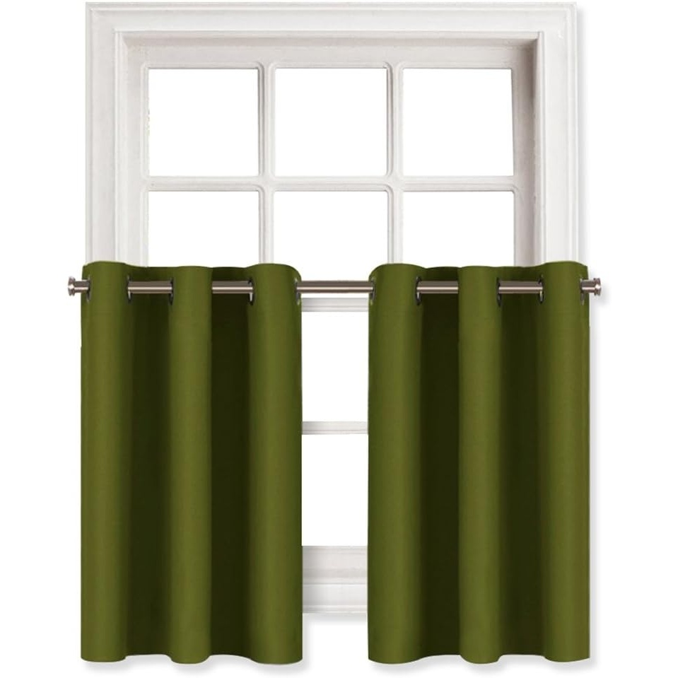 image:imageNICETOWN Kitchen Tiers Curtains for Small Window Bathroom 52 W x 30 LOlive Green