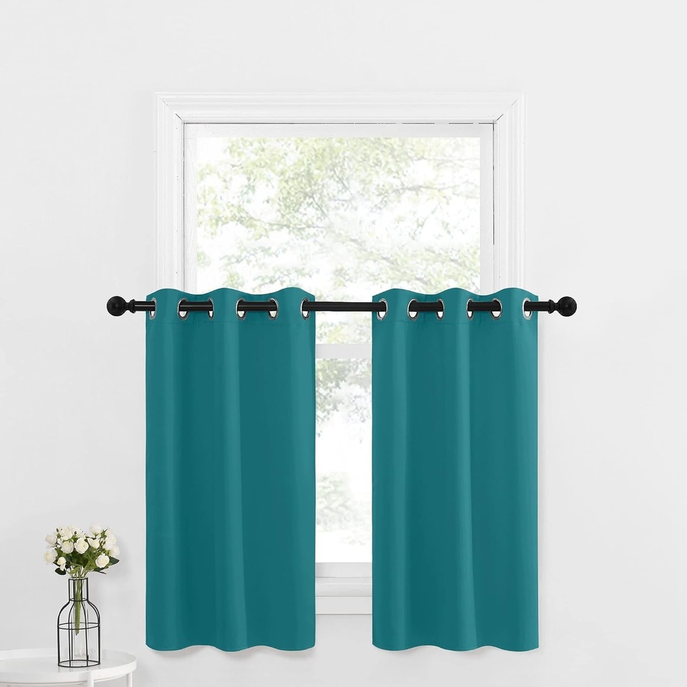 image:imageNICETOWN Kitchen Tiers Curtains for Small Window Bathroom 52 W x 30 LPeacock Teal