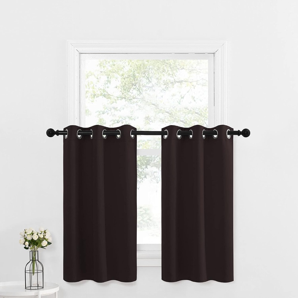 image:imageNICETOWN Kitchen Tiers Curtains for Small Window Bathroom 52 W x 30 LToffee Brown