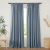 NICETOWN Linen Pinch Pleated Curtains 84 Inches Long for Bedroom(Stone Blue)