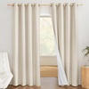 NICETOWN Natural 100% Blackout Linen Curtains 84 inch Long Burg for Living Room, 2 Panels, 52″ Wide, Farmhouse Thick Completely Blackout Window Treatment Thermal Insulated Warm Drapes for Winter