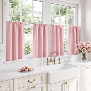 NICETOWN 4 Panels Stone Blue Blackout Curtains 63 inch Length for Nursery(Blush Pink)