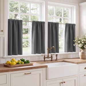 NICETOWN 4 Panels Stone Blue Blackout Curtains 63 inch Length for Nursery(Grey)
