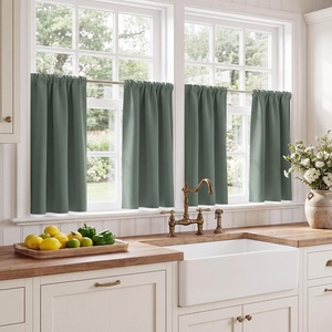 NICETOWN 4 Panels Stone Blue Blackout Curtains 63 inch Length for Nursery(Greyish Green)