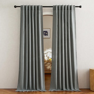 NICETOWN Faux Linen Grey Curtains for Bedroom, Rod Pocket & Back Tab Rustic Linen Blend Window Treatments Privacy with Light Through for Boys Room/Living Room, W52 x L84, 2 Panels