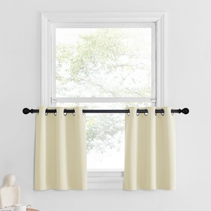 NICETOWN Kitchen Tiers Curtains for Small Window Bathroom, 52 W x 30 L(Light Beige)
