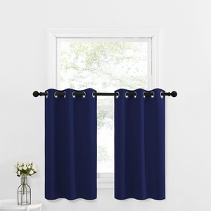 NICETOWN Kitchen Tiers Curtains for Small Window Bathroom, 52 W x 30 L(Navy Blue)