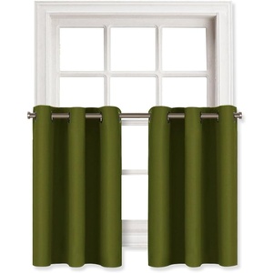 NICETOWN Kitchen Tiers Curtains for Small Window Bathroom, 52 W x 30 L(Olive Green)